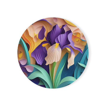 The Elegant Iris Flower Cork Back Coaster