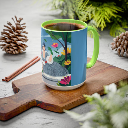 The Lady Of The Secret Garden Colorful Mugs – Art Deco Botanical Elegance