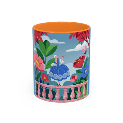 The Lady Of The Blossoming Terrace Colorful Mugs – Art Deco Floral Garden Elegance