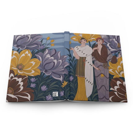 🌼💜 The Golden Blossom Fashion Duo Hardcover Journal – Art Deco Floral Elegance