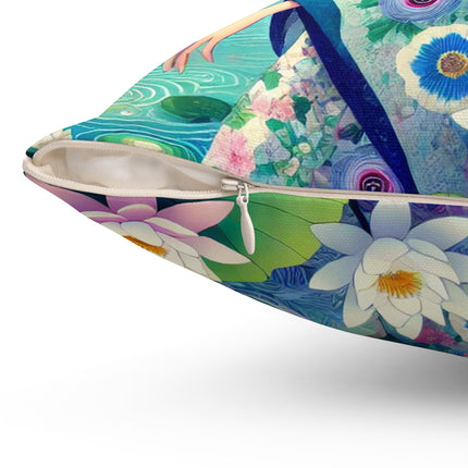 Fairy of the Koi Pond Spun Polyester Square Pillow