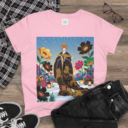 🌸✨ The Golden Garden Empress Cotton Tee – Asian-Inspired Floral Fantasy