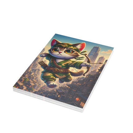 🐱🏹 The Little City Archer Greeting Card – Whimsical Animal Adventure