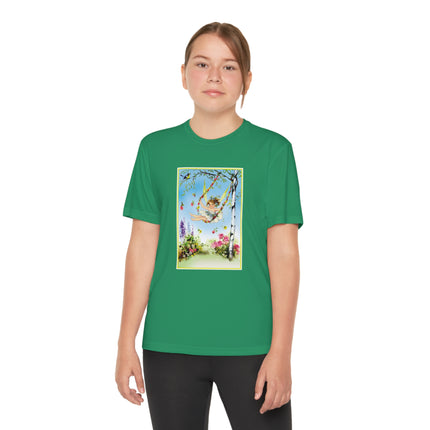 Spring Fairy's Floral Swing Youth Competitor Tee – Garden Magic & Whimsical Adventure