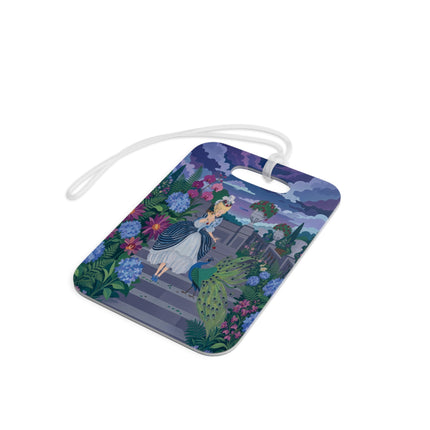 🦚🌸 The Peacock Garden Terrace Luggage Tag – Art Deco Floral Elegance
