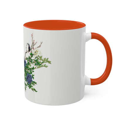 Peonies and Birds by Okamoto Shuki Colorful Mugs, 11oz