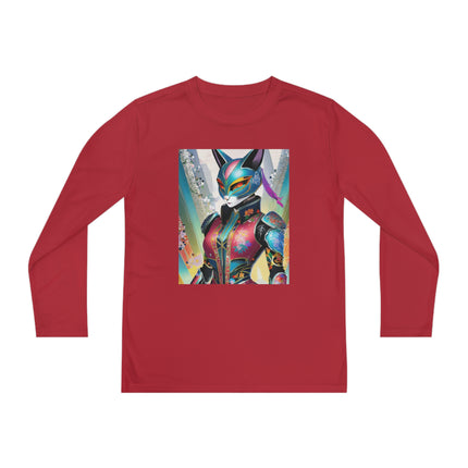 Cyberpunk Chic Youth Long Sleeve Competitor Tee – Holographic Style & Futuristic Adventure