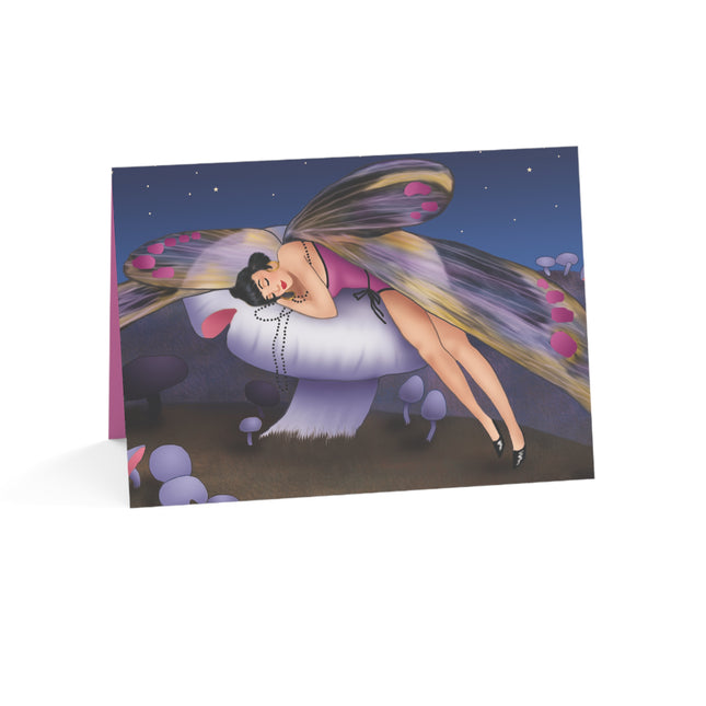 Slumbering Fairy on a Mushroom Greeting Cards (1, 10, 30, and 50pcs)