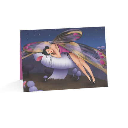 Slumbering Fairy on a Mushroom Greeting Cards (1, 10, 30, and 50pcs)
