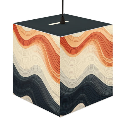 Wave Pattern in Hues of Beige, Orange, Grey, and Black Light Cube Lamp