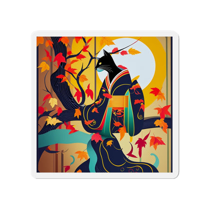 Black Cat in Kimono Die-Cut Magnets (5 Sizes)