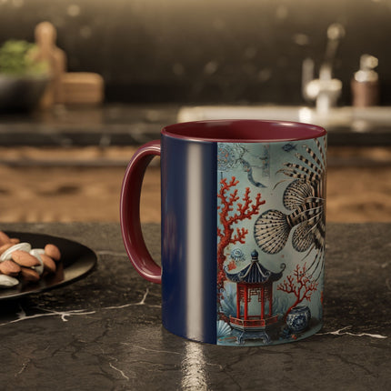 Lionfish & Lantern Colorful Mug – Mystical Ocean & Asian Harmony