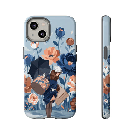 ☂️🌺 The Lady Of The Traveling Garden Phone Case – Art Deco Floral Adventure
