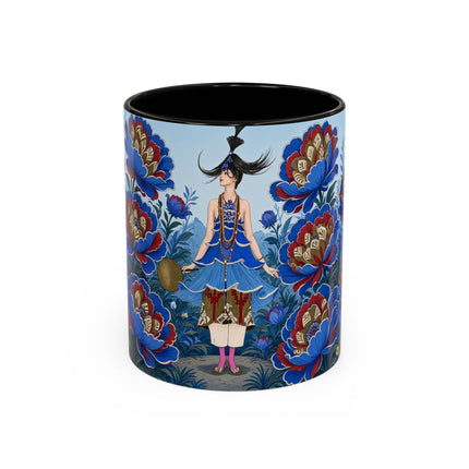 💙🌺 The Sapphire Blossom Garden Dancer Colorful Mug – Art Deco Fashion Fantasy