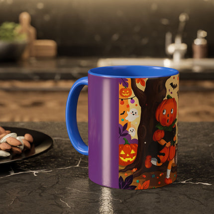 🎃🐈‍⬛ The Pumpkin Child’s Halloween Parade Colorful Mug – Whimsical Storybook Charm