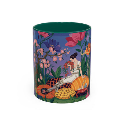 The Garden Of Quiet Reverie Colorful Mugs – Art Deco Botanical Serenity