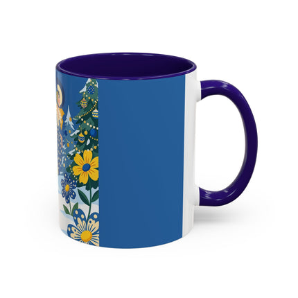 💙🌼 The Bluebell Christmas Promenade Colorful Mug – Art Deco Holiday Fantasy