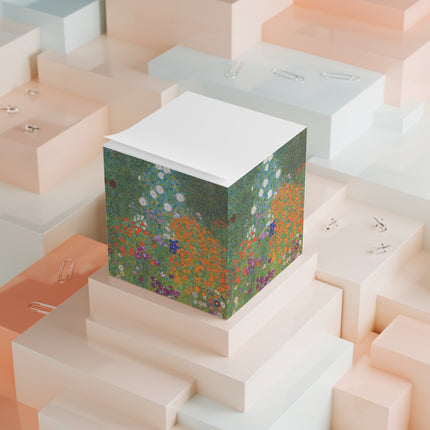 Cottage Garden by Gustav Klimt Note Cube