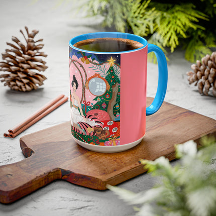 🎀🎄 Christmas Morning In The Rose Parlor Colorful Mug – Art Deco Holiday Fantasy