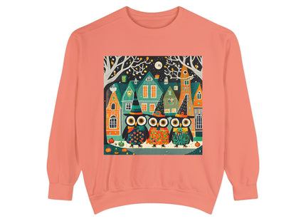 Night of the Trick-or-Treating Owlets Unisex Garment-Dyed Sweatshirt