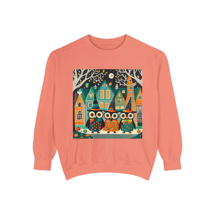 Night of the Trick-or-Treating Owlets Unisex Garment-Dyed Sweatshirt