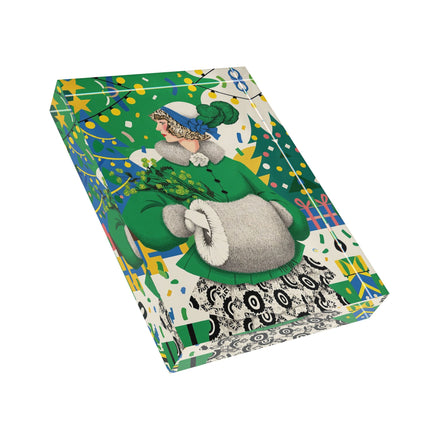 🍀🎄 The Emerald Holly Christmas Acrylic Art Block – Art Deco Holiday Elegance