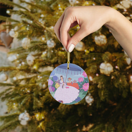 ☕🌸 The Lady Of The Garden Tea Party Glass Ornament – Art Deco Floral Elegance