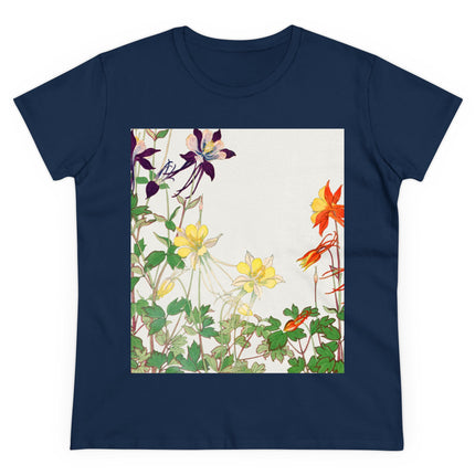 Aquilegia Flowers by Tanigami Kônan Women's Midweight Cotton Tee