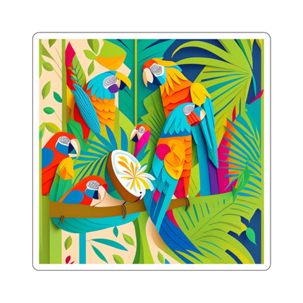 Colorful Macaws Kiss-Cut Stickers (4 Sizes)