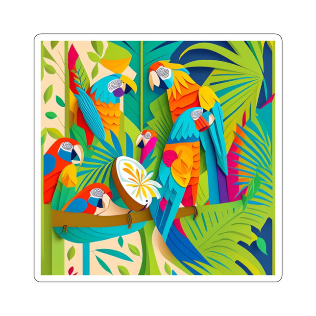 Colorful Macaws Kiss-Cut Stickers (4 Sizes)