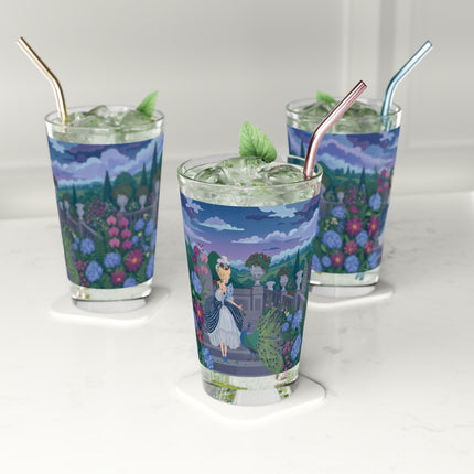 🦚🌸 The Peacock Garden Terrace Pint Glass – Art Deco Floral Elegance