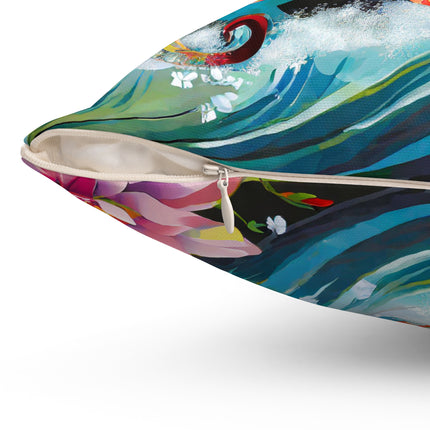 Seahorse Symphony Spun Polyester Square Pillow