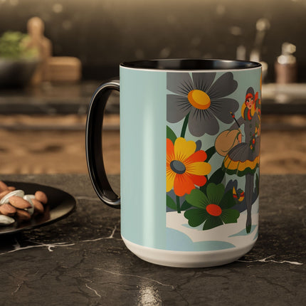 ❄️🌼 The Winter Flower Wanderer Colorful Mug – Colorful Art Deco Snow Fantasy