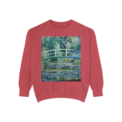 Water Lilies and Japanese Bridge by Claude Monet Unisex Garment-Dyed Sweatshirt