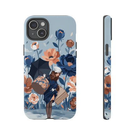 ☂️🌺 The Lady Of The Traveling Garden Phone Case – Art Deco Floral Adventure