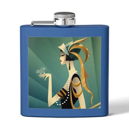 Art Deco Flapper with Bird Flask – Elegant Glamour & Timeless Style