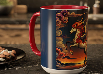 Flame-Winged Horse at Sunset Colorful Mugs (11oz, 15oz)