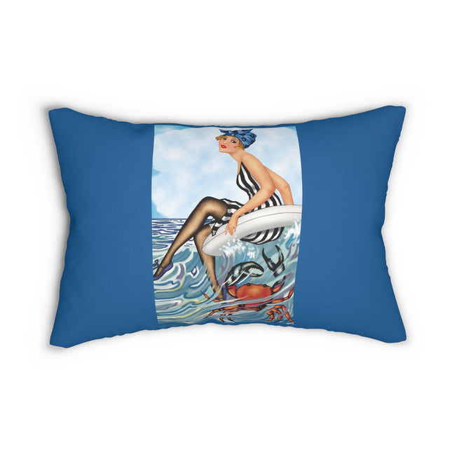 Playful Waves and Fashion Follies Spun Polyester Lumbar Pillow