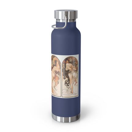 The Seasons by Alphonse Maria Mucha Copper Vacuum Insulated Bottle, 22oz