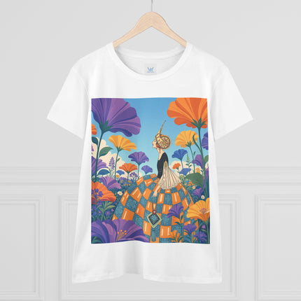 🌺🧡 The Lady Of The Golden Garden Cotton Tee – Art Deco Fashion Fantasy