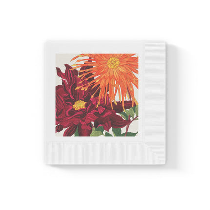 Dahlia by Tanigami Kônan White Coined Napkins