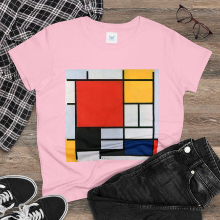 Composition with Red, Yellow, Blue, and Black by Piet Mondrian Women's Midweight Cotton Tee