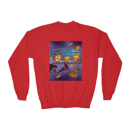 Whimsical Halloween Mischief Youth Crewneck Sweatshirt
