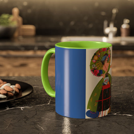 Lady with the Golden Fish Colorful Mugs – Whimsical Fashion & Playful Fantasy