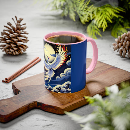 Majestic White Crane Colorful Mugs (11oz, 15oz)