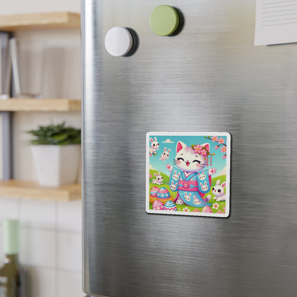 Springtime Kitten’s Easter Joy Die-Cut Magnets (5 Sizes)