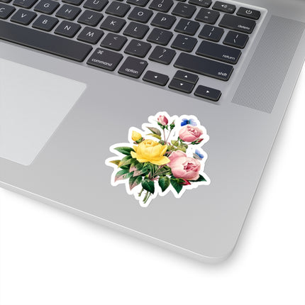 Yellow Rose and Cabbage Rose botanical illustration by Pierre-Joseph Redouté Kiss-Cut Stickers (4 Sizes)