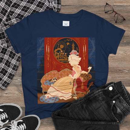 🎼🐈 The Lady Of The Midnight Salon Cotton Tee – Art Deco Fashion Illustration