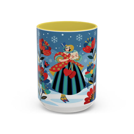 ❤️❄️ The Winter Heart Messenger Colorful Mug – Art Deco Snow Garden Fantasy