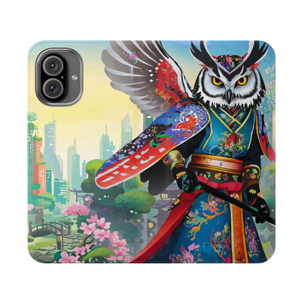 🦉⚔️ Cyberpunk Samurai Owl Flip Case – Neon Wisdom & Warrior Honor